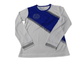 T shirt Reflective White /Blue -Long Sleeves -LOGO