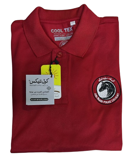 RED T SHIRT WITH ABU DHABI POLICE LOGO