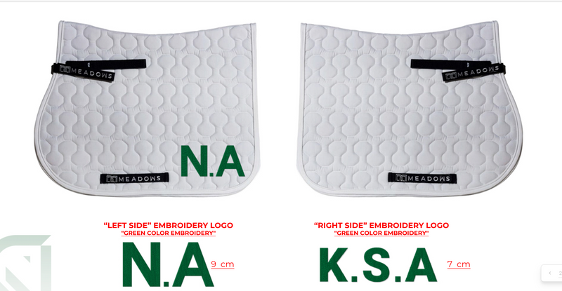 Embrodry charges on Saddle Pad -E.A,L.A ,N.A -K.S.A