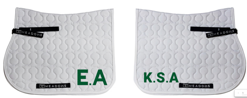 Embrodry charges on Saddle Pad -E.A,L.A ,N.A -K.S.A