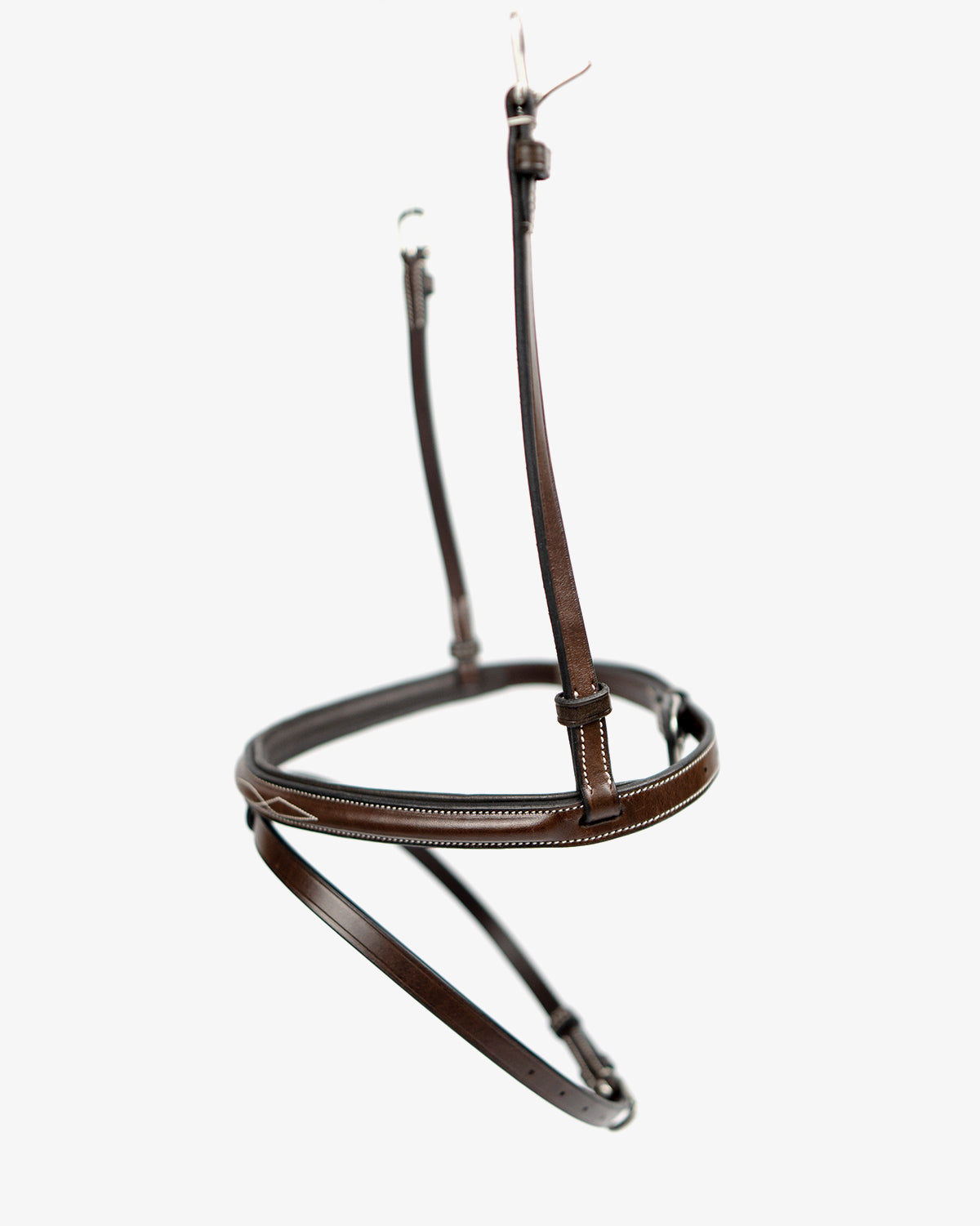 Padded Flash Noseband with Long Strap (Brown)